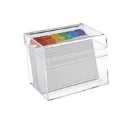 OSCO Clear Acrylic Index Box | Regular | A to Z Divider Tabs | 100 Lined Note Sheets Included (6" X 4") | Ruled Revision Flash Cards | Recipe Notes | Office Contacts Filing | Fits A6 Docs