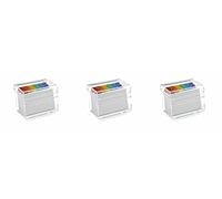 OSCO Clear Acrylic Index Box, Small, 3 Pack, A to Z Divider Tabs, 100 Lined Note Cards, 5" x 3", Ruled Revision Flash Cards, Recipe Notes, Contacts Filing, Desktop Organiser, 127 x 76 mm