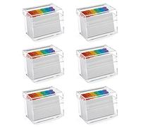 OSCO Clear Acrylic Index Box, Small, 6 Pack, A to Z Divider Tabs, 100 Lined Note Cards, 5" x 3", Ruled Revision Flash Cards, Recipe Slips, Contacts Filing, Desktop Organiser, Fits 127 x 76 mm
