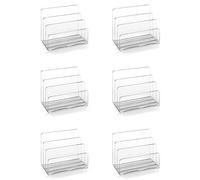 OSCO Clear Acrylic Letter Holder, 6 Pack Desk Organiser, Mail Sorter for Envelopes and Paperwork, Durable Acrylic Document Rack, Non Slip Rubber Feet, Office Storage Accessory, H14.5 x W17.5 x D9.5 cm