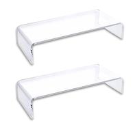 Osco Clear Acrylic Monitor Stand Riser (2 Pack) - Fully Assembled Screen Shelf with Keyboard Storage - Desktop Riser/Printer Plinth - Elevates Monitor for Ergonomic Setup, 50×20×10 cm