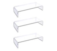 OSCO Clear Acrylic Monitor Stand Riser (3 Pack) - Fully Assembled Screen Shelf with Keyboard Storage - Desktop Riser/Printer Plinth - Elevates Monitor for Ergonomic Setup, 50×20×10 cm