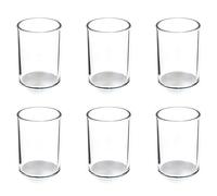 Osco Clear Acrylic Pen Pot 6 Pack - Round Transparent Pencil Holder & Desk Tidy - Durable Office Organiser for Stationery, Pens, Pencils & Makeup Brushes - H11 x W8 x D8 cm