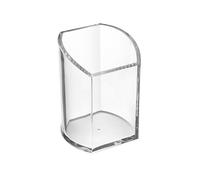 Osco Clear Acrylic Pen Pot - Curved Transparent Pencil Holder & Desk Tidy - Durable Office Organiser for Stationery, Pens, Pencils & Makeup Brushes - H10 x W7.5 x D7 cm