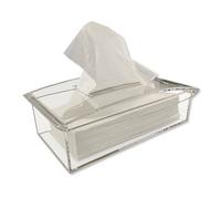 OSCO Clear Acrylic Rectangular Tissue Box, Transparent Tissue Holder, Napkin Dispenser for Home Office Bathroom, Modern Acrylic Tissue Cover, Fits Standard Tissue Boxes, Single