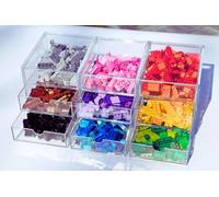OSCO Clear Acrylic Stacking 3 Drawer Chest | 3 Pack | Not A4 Size | Small Item Storage | Stackable | Brick Sorter | Makeup Container | Jewellery Box | H13.7 x W12.5 x D16.2 cm