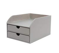 OSCO Faux Leather 2-Tier Desk Paper Sorter with Letter Tray, A4 Document File Storage, Magazine Holder, Grey, 248×340×185 mm