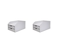OSCO Faux Leather 2 Tier Sorter with Letter Tray and Drawers - White (Pack of 2)