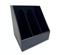 OSCO Faux Leather 3 Slots Magazine File Holder, A4 Desk & Shelf Organiser for Documents, Brochures & Catalogues Storage with Felt Base, Home Office Tidy, Black
