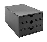 OSCO Faux Leather 3 Tier Paper Sorter A4 Drawer Unit, Document Storage Organiser, Desk Tidy for Home Office, Paperwork Filing Cabinet, 34x25x19 cm, Black