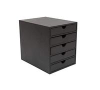 OSCO Faux Leather 5 Tier Paper Sorter A4 Drawer Unit, Document Storage Organiser, Desk Tidy for Home Office, Paperwork Filing Cabinet, 31 x 25.3 x 34 cm, Black