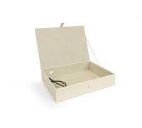Osco Faux Leather Box File - Paperwork Archive, A4 Document Storage Box with Lock Spring & Press-Stud Fastening, Stylish Home & Office Filing Solution, 37.5×26.5×8 cm, Single, Cream