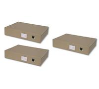 Osco Faux Leather Box File - Paperwork Archive, A4 Document Storage Box with Lock Spring & Press-Stud Fastening, Stylish Home & Office Filing Solution, 37.5×26.5×8 cm, 3-Pack, Light Taupe