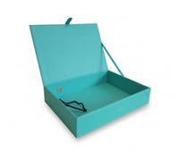 Osco Faux Leather Box File - Paperwork Archive, A4 Document Storage Box with Lock Spring & Press-Stud Fastening, Stylish Home & Office Filing Solution, 37.5×26.5×8 cm, Single, Turquoise