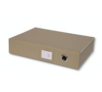 Osco Faux Leather Box File - Paperwork Archive, A4 Document Storage Box with Lock Spring & Press-Stud Fastening, Stylish Home & Office Filing Solution, 37.5×26.5×8 cm, Single, Light Taupe