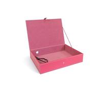 Osco Faux Leather Box File - Paperwork Archive, A4 Document Storage Box with Lock Spring & Press-Stud Fastening, Stylish Home & Office Filing Solution, 37.5×26.5×8 cm, Single, Fuschia pink
