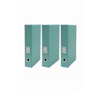 Osco Faux Leather Box File - Paperwork Archive, A4 Document Storage Box with Lock Spring & Press-Stud Fastening, Stylish Home & Office Filing Solution, 37.5×26.5×8 cm, 3 Pack, Turquoise