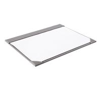 OSCO Faux Leather Demy Desk Mat 59 × 47 cm, Stain-Resistant Wipe-Clean Surface, Includes 10 Sheets 80 GSM White Paper, Soft Felt Underside for Desk Protection, Grey
