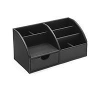 Osco Faux Leather Desk Organiser - Black