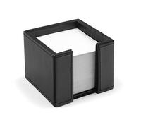 OSCO Faux Leather Desktop Memo Pad Holder with 750 White Sheets, Premium Desk Note Dispenser, Stylish Notepad Organiser for Home Office or Study, Compact 8 × 10.8 × 10.8 cm, Black