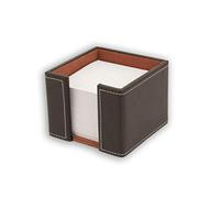 OSCO Faux Leather Desktop Memo Pad Holder with 750 White Sheets, Premium Desk Note Dispenser, Stylish Notepad Organiser for Home Office or Study, Compact 8 × 10.8 × 10.8 cm, Brown