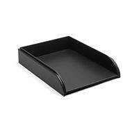 OSCO Faux Leather Letter Tray A4 - Stackable Desk File Organiser Paper Sorter, Office Document Sorter, Paperwork Filing Storage No Risers Required, Black, Single, 6.3×24.5×33.0 cm