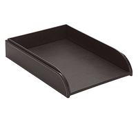OSCO Brown Faux Leather Letter Tray | A4 | Easily Stackable | Desk File Organiser | Paper Storage | Office Document Sorter | Paperwork Filing | No Risers Required | H6.3 x W24.5 x D 33.0 cm |