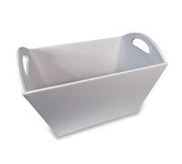 OSCO White Faux Leather Magazine Basket | Newspaper Rack | Storage Bin | Brochure Holder | File Organiser | Carry Handles | H30 x W40.5 x D26.5 cm |