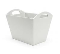 OSCO Faux Leather Magazine Basket, Stylish Carry-Handled Storage Bin for Magazines, Newspapers, Files & Brochures, Home & Office Organiser, 27×40.5×26 cm, White
