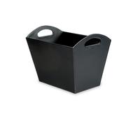 OSCO Faux Leather Magazine Basket, Stylish Carry-Handled Storage Bin for Magazines, Newspapers, Files & Brochures, Home & Office Organiser, 30×40.5×26.5 cm, Black