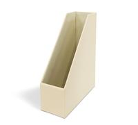OSCO Faux Leather Magazine File Holder, A4 Standing File Box & Shelf Organiser for Documents, Brochures & Catalogues Storage with Felt Base, Magazine Rack for Home Office, Cream
