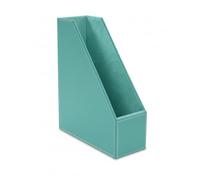 OSCO Faux Leather Magazine File Holder, A4 Standing File Box & Shelf Organiser for Documents, Brochures & Catalogues Storage with Felt Base, Magazine Rack for Home Office, Turquoise