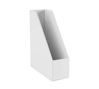 Osco Faux Leather Magazine File Holder, A4 Standing File Box & Shelf Organiser for Documents, Brochures & Catalogues Storage with Felt Base, Magazine Rack for Home Office, White