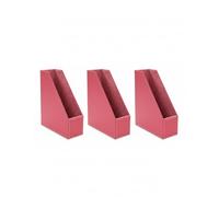 OSCO Faux Leather Magazine File Holder, A4 Standing File Box & Shelf Organiser for Documents, Brochures & Catalogues Storage with Felt Base, Magazine Rack for Home Office, Fuschia Pink