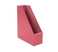 OSCO Faux Leather Magazine File Holder, A4 Standing File Box & Shelf Organiser for Documents, Brochures & Catalogues Storage with Felt Base, Magazine Rack for Home Office, Fuschia Pink
