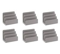OSCO Faux Leather Mail Sorter & Envelope Organiser (6 Pack) - Desk File Storage Stand with Display Slots - Modern Letter Holder Tray - Minimalist Home & Office - Grey