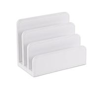 OSCO Faux Leather Mail Sorter & Envelope Organiser - Desk File Storage Stand with Display Slots - Modern Letter Holder Tray Minimalist Home & Office - White