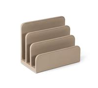 OSCO Faux Leather Mail Sorter & Envelope Organiser - Desk File Storage Stand with Display Slots - Modern Letter Holder Tray Minimalist Home & Office - Light Taupe