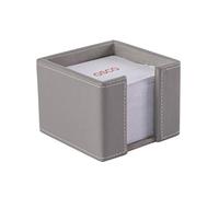 OSCO Faux Leather Memo Pad Holder with 750 White Sheets, Premium Desk Note Dispenser, Stylish Notepad Organiser for Home, Study or Workspace, Compact 8 × 10.8 × 10.8 cm, Grey