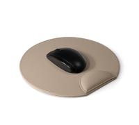 OSCO Faux Leather Mouse Pad with Wrist Support, Non-Slip Base & Smooth Tracking Surface, Durable Stain-Resistant Desk Mat, H2 × W25 × D24 cm, Light Taupe