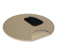 OSCO Faux Leather Mouse Pad with Wrist Support, Non-Slip Base & Smooth Tracking Surface, Durable Stain-Resistant Desk Mat, H2 × W25 × D24 cm, Light Taupe