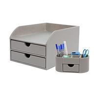 Osco Faux Leather Office Set 08 - Grey - 2 Drawer Papersorter and Desk Organiser