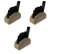 Osco Faux Leather Remote Organiser - 3 Pack - 5 Sections/Compartments for Remotes, Pens, Make-Up, Office Accessories - Desk, Sofa or TV Stand Storage, Light Taupe (12×22.5×7.8 cm)