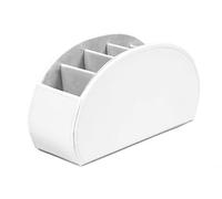 Osco Faux Leather Remote Organiser - 5 Sections/Compartments for Remotes, Pens, Make-Up, Office Accessories - Desk, Sofa or TV Stand Storage, White (12×22.5×7.8 cm)