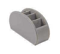 Osco Faux Leather Remote Organiser - 5 Sections/Compartments for Remotes, Pens, Make-Up, Office Accessories - Desk, Sofa or TV Stand Storage, Grey (12×22.5×7.8 cm)