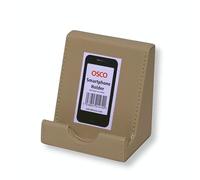 Osco Faux Leather Smartphone Cradle, Mobile Stand - Desk & Bedside Phone Holder, Sleek Organiser & UK Brand, H80 × W87 × D60 mm, Light Taupe
