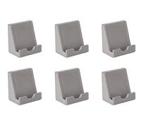 Osco Faux Leather Smartphone Cradle, Mobile Stand - Desk & Bedside Phone Holder, Sleek Organiser & UK Brand, H80 × W87 × D60 mm, 6 Pack, Grey