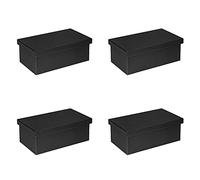 Osco Faux Leather Stackable Media Storage Box, 4 Pack, Holds up to 26 DVDs, Blu-ray Discs and CDs, Durable Wipe-Clean Finish, Space-Saving Storage Container, Black