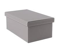 Osco Faux Leather Stackable Media Storage Box, Holds up to 26 DVDs, Blu-rays, CDs - Durable Wipe-Clean Finish - Space-Saving Shoe & Media Storage Container, Single, Grey