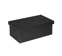 Osco Faux Leather Stackable Media Storage Box, Holds up to 26 DVDs, Blu-rays, CDs - Durable Wipe-Clean Finish - Space-Saving Shoe & Media Storage Container, Single, Black